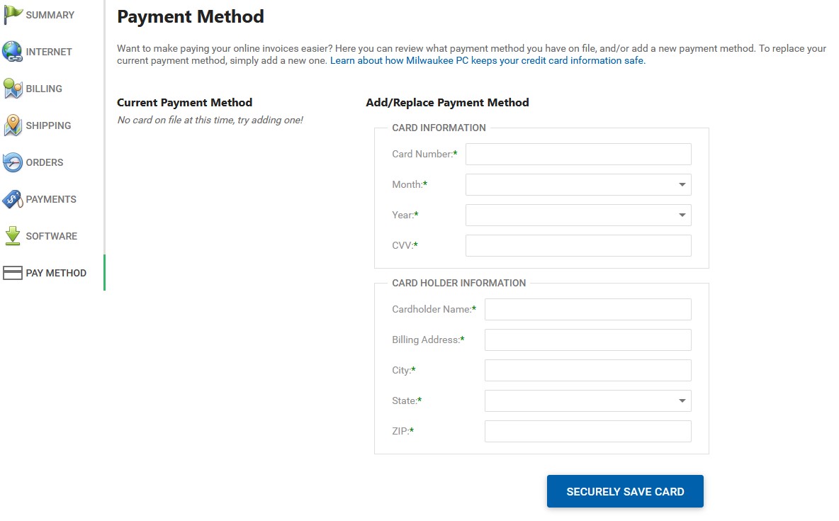Pay Method Page