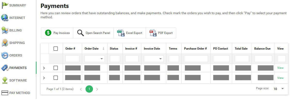 Payments Page