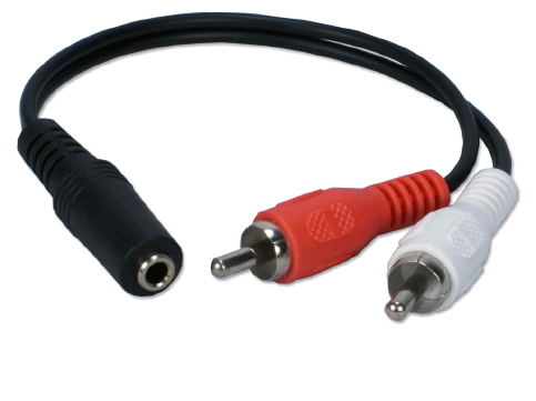 Milwaukee PC - QVS 3.5mm Mini-Stereo Female to Two RCA Male Speaker Adapter