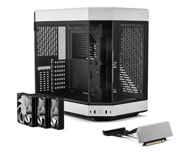 Milwaukee PC - HYTE Y60 Snow White - Mid ATX, No PS, W/PCIe 4.0 Cable Riser for Video Card