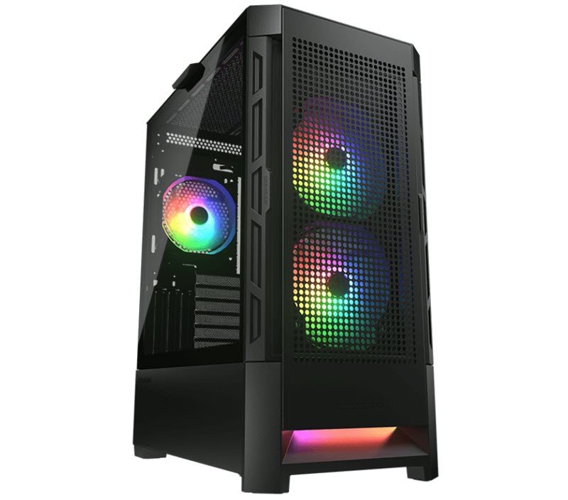 Milwaukee PC - Cougar Airface RGB Black - Mid ATX, No PS, TG Side, ARGB, 190mm CPU Clearance