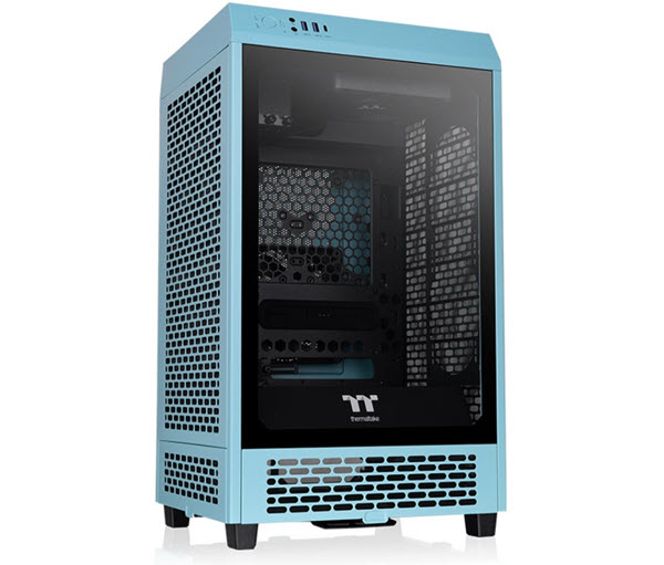 Milwaukee PC - TT The Tower 200 Turquoise  Mini Chassis - No PSU, Mini ITX, 2x140mm Fans, TG,
