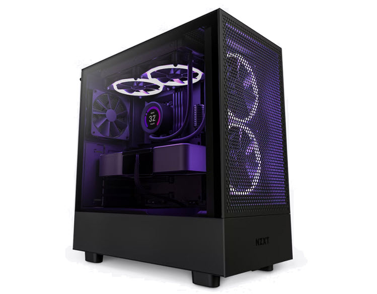 Milwaukee PC - NZXT H5 Flow Mid-Tower (Black) - No PS, ATX, 2x120mm Fans, TG Side