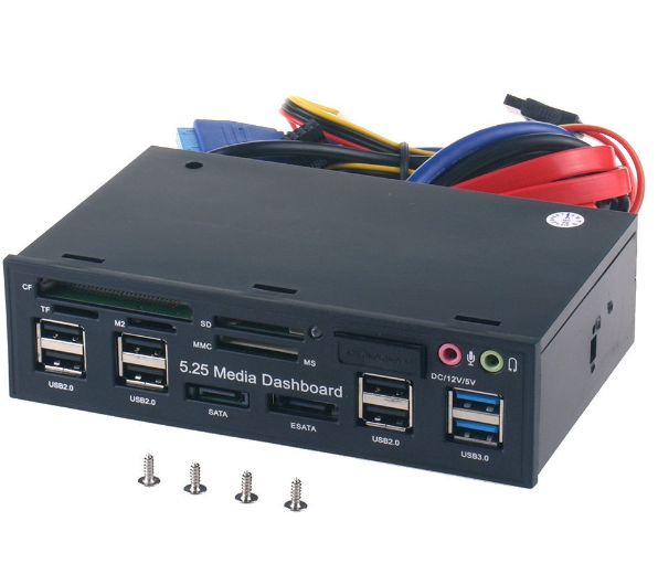 Milwaukee PC - WANGLONGXIN 5.25 Inch PC Dashboard Media Front Panel - Audio, SATA, e-SATA, USB3.0, USB2.0, Card Reader