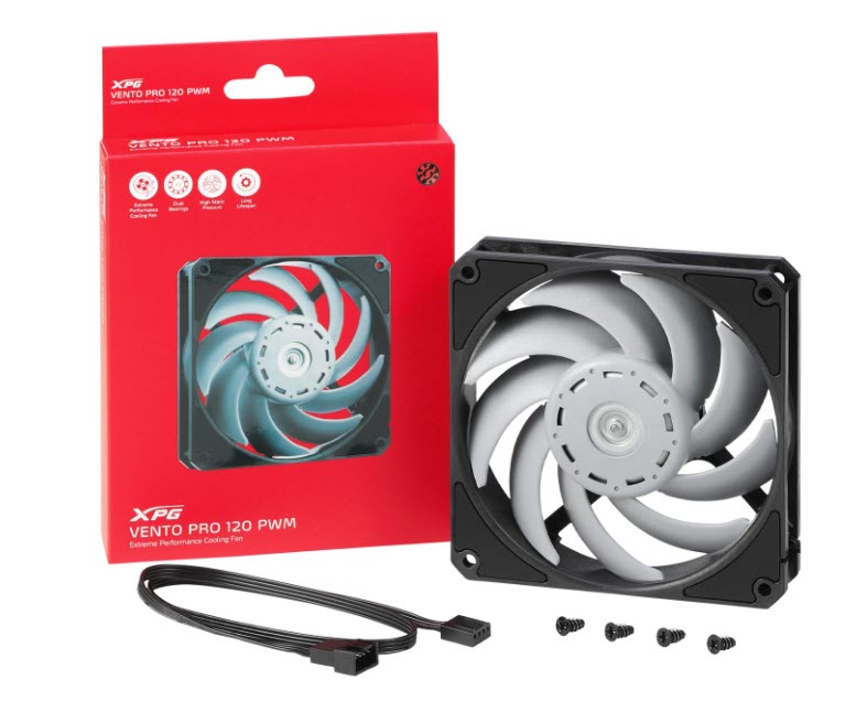 Milwaukee PC - XPG VENTO PRO 120 PWM Black/White - 120mm, 4-pin PWM, 75CFM