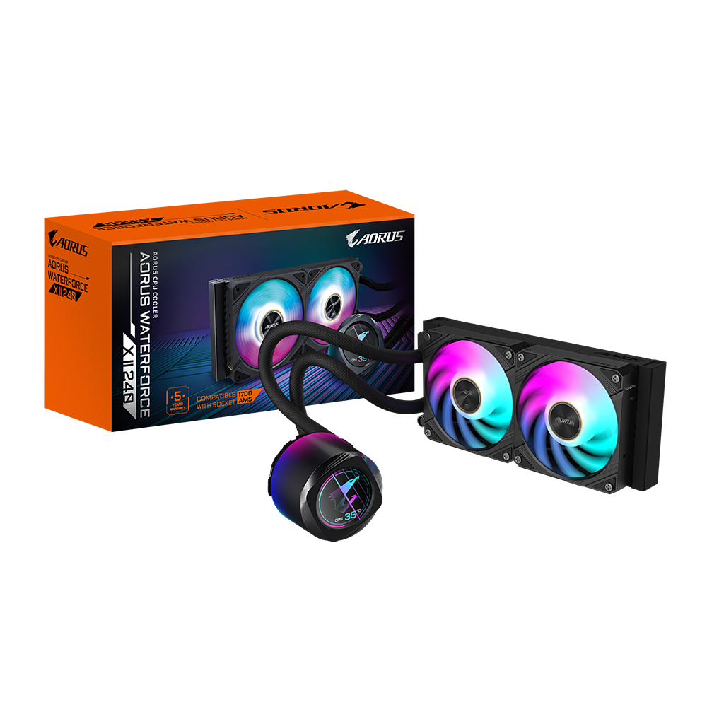 Milwaukee PC - Gigabyte AORUS WATERFORCE X II 240(Black) AIO CPU Cooler - AMD TR4/AM5/AM4/sTR5, Intel1851/1700/1200/115x 