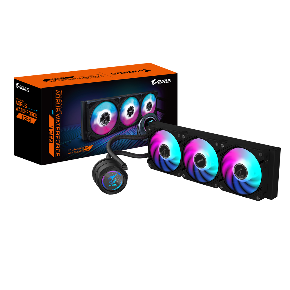 Milwaukee PC - Gigabyte AORUS WATERFORCE II 360(Black) AIO Liquid CPU Cooler - AMD AM5/AM4 - Intel 1851/1700/1200/115x