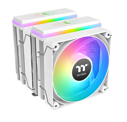 Milwaukee PC - Thermaltake ASTRIA 600 ARGB Lighting CPU Cooler - White, AMD/Intel, 2x120mm ARGB PWM Fan, Dual LED Caps