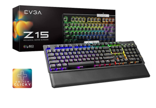 Milwaukee PC - EVGA Z15 RGB Gaming Keyboard - Mechanical, Kailh Bronze (Clicky) Switch (Hotswappable)