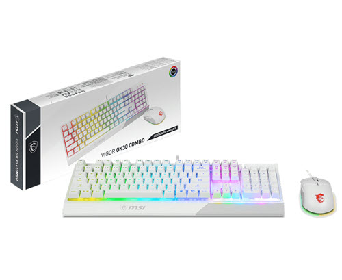 Milwaukee PC - MSI Vigor GK30 Combo White - RGB, Keyboard & Mouse Combo, Wired