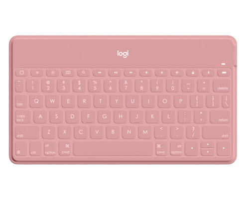 Milwaukee PC - Logitech KEYS-TO-GO - Bluetooth, iPhone®, iPad®, Apple TV® and Mac®, Blush,White IPhone Stand
