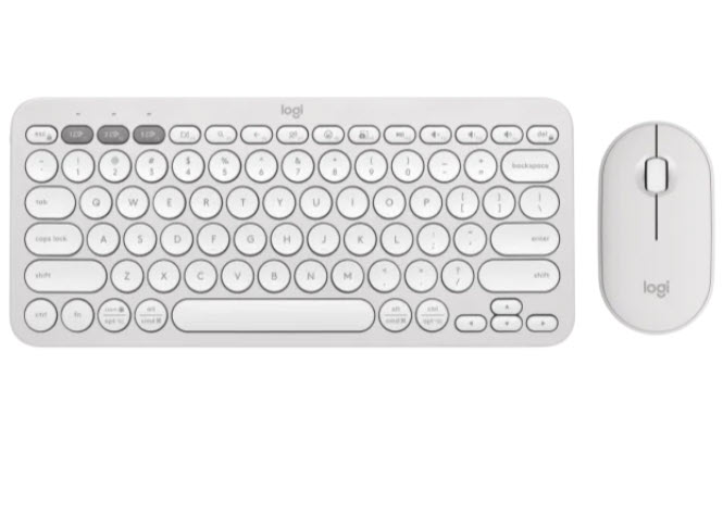 Milwaukee PC - Logitech PEBBLE 2 COMBO Keyboard/Mouse, Bluetooth, White