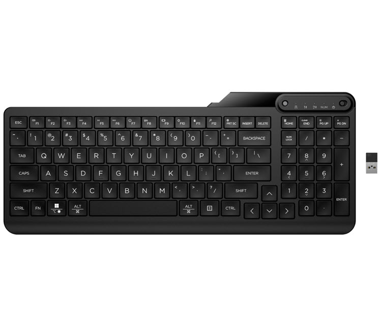 Milwaukee PC - HP 475 Dual-Mode Wireless Keyboard - Compact w/numpad; 2-zone layout