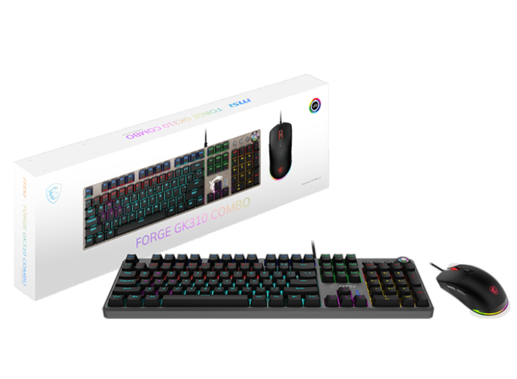 Milwaukee PC - MSI FORGE GK310 COMBO - RED SWITCHES - Hot Swappable Mechanical Switches, Optical 7200DPI, RGB