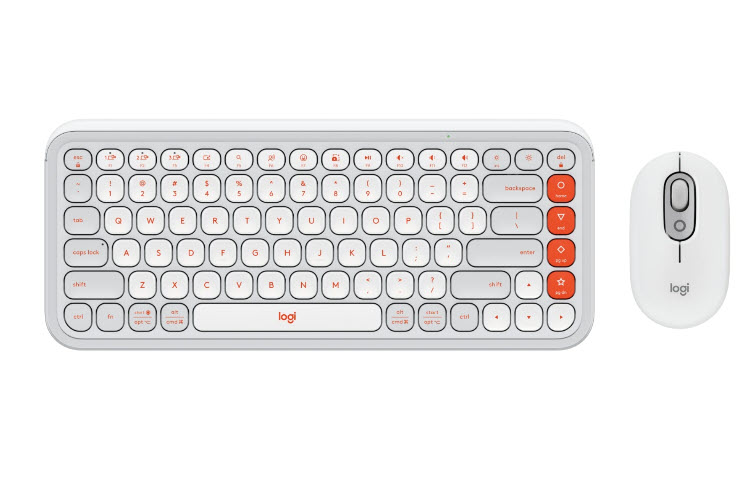 Milwaukee PC - Logitech POP Icon Keyboard & Mouse Combo (Orange & Off-White)- Action Keys, Action Buttons, Advanced Optical Tracking, 400dpi