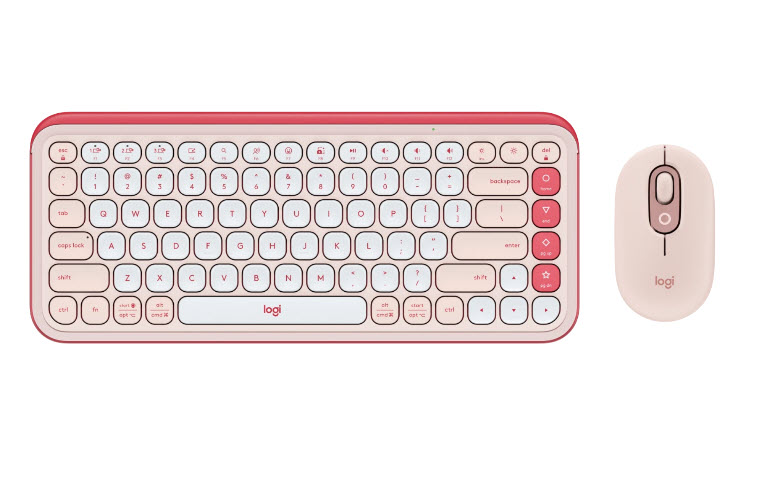 Milwaukee PC - Logitech POP Icon Keyboard & Mouse Combo (Rose & Off-white)- Action Keys, Action Buttons, Advanced Optical Tracking, 400dpi