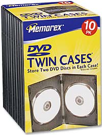 Milwaukee PC - Memorex Black Twin DVD Storage Cases 10Pk