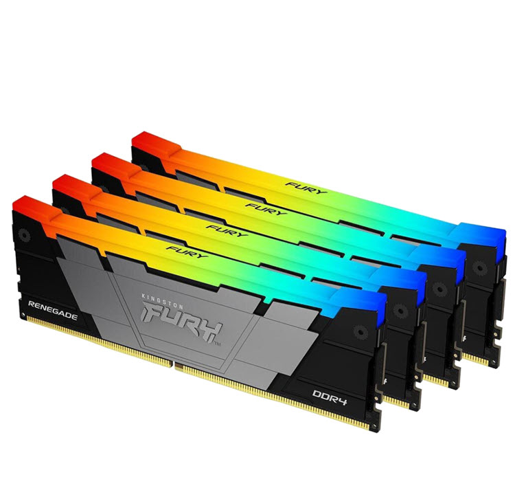 Milwaukee PC - Kingston FURY Renegade 64GB Kit(4x16GB) DDR4-3600MHz, CL16, 2Rx8, RGB, Ryzen/XMP, Black