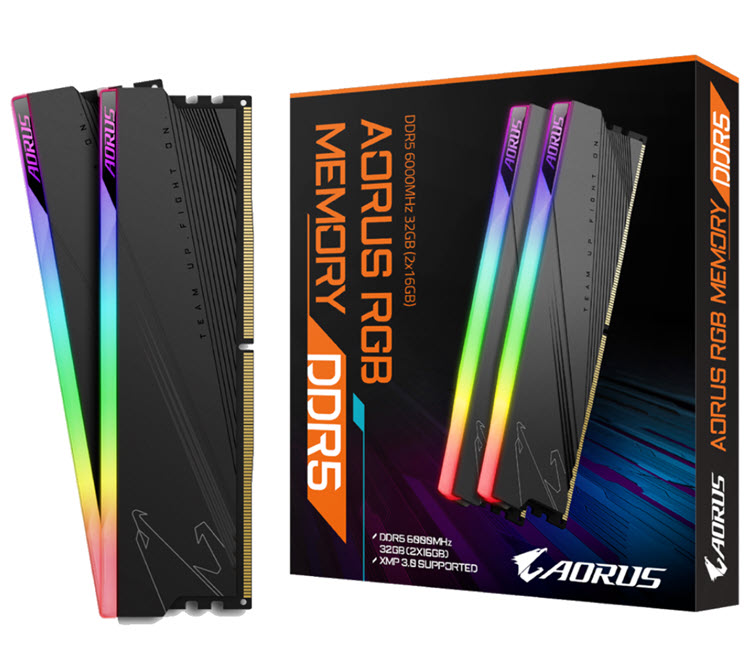 Milwaukee PC - AORUS RGB Memory DDR5-6000MHz 32GB Kit (2x16GB), ECC, CL 40, EXPO, XMP 3.0, RGB Fusion 2.0, UDIMM