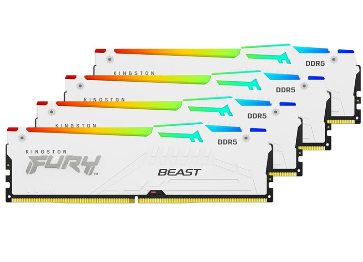 Milwaukee PC - Kingston 64GB Kit (4x16) FURY Beast RGB (White) DDR5-5200MT, CL40, 1Rx8