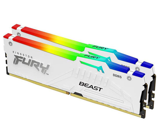 Milwaukee PC - Kingston FURY Beast RGB (White) DDR5-6400MT/s 64GB Kit(2x32GB), CL32, 2Rx8, EXPO, XMP