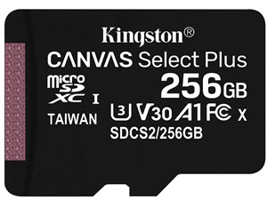 Milwaukee PC - Kingston 256GB micSDXC Memory Card Canvas Select Plus, R/W 100/85MB/s , A1, C10,  w/Adapter 
