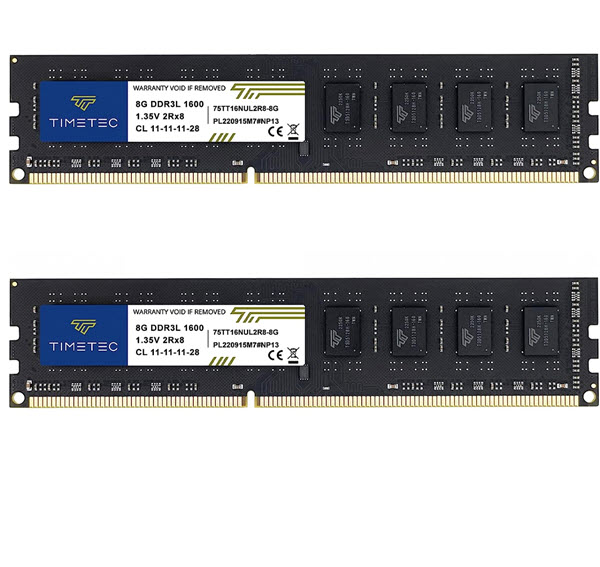 Milwaukee PC - Timetec 16GB KIT(2x8GB) DDR3L 1600MHz PC3L-12800 Non-ECC Unbuffered 1.35V/1.5V CL11