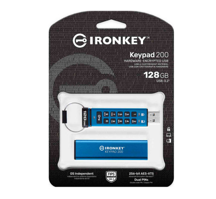 Milwaukee PC - Kingston 128GB USB-C IronKey Keypad 200C - 145MB/s read, 115MB/s write,  FIPS 140-3 Lvl 3 , AES-256