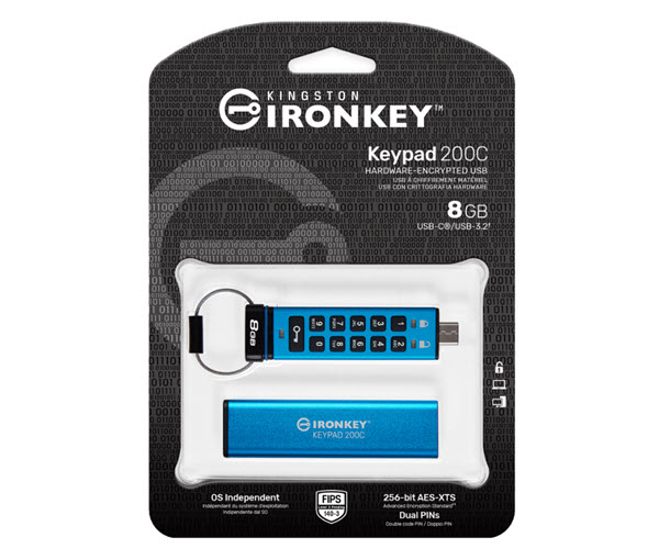 Milwaukee PC - Kingston 8GB USB-C IronKey Keypad 200C - 145MB/s read, 115MB/s write, FIPS 140-3 Lvl 3 , AES-256