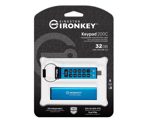 Milwaukee PC - Kingston 32GB USB-C IronKey Keypad 200C - 145MB/s read, 115MB/s write, FIPS 140-3 Lvl 3 , AES-256
