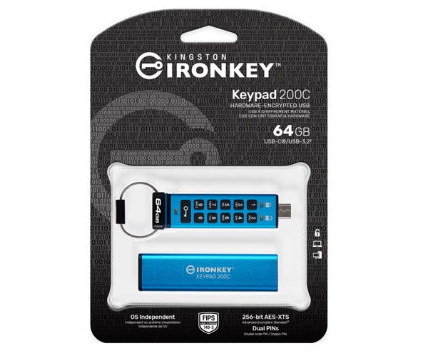 Milwaukee PC - Kingston 64GB USB-C IronKey Keypad 200C - 145MB/s read, 115MB/s write, FIPS 140-3 Lvl 3 , AES-256
