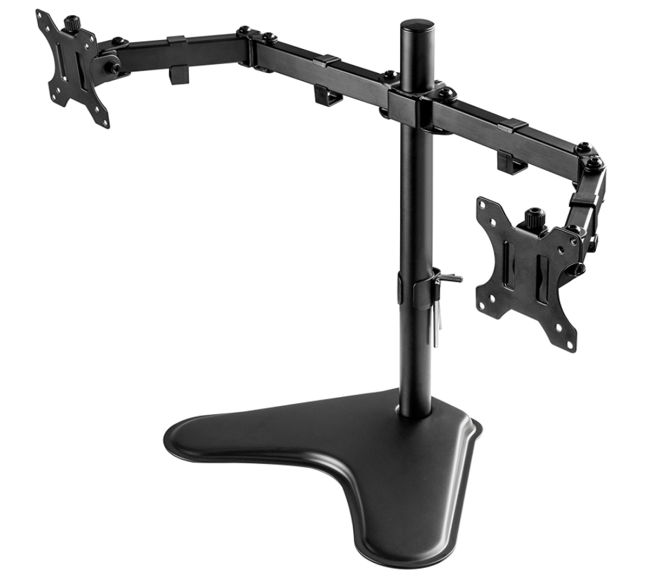 Milwaukee PC - Dual Monitor Stand  Height Adjustable Two Arm Monitor Mount for Two 13 to 32 inch LCD Screens with Swivel and Tilt