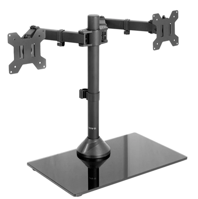 Milwaukee PC - VIVO Dual Monitor Stand - Up to 27" (22 lbs max), Glass Base, Articulated Arms