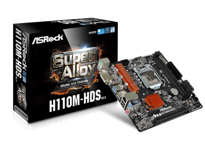 Milwaukee PC - ASRock H110M-HDS R3.0 - MATX, s1151, HDMI, 2xDDR4, USB3.0