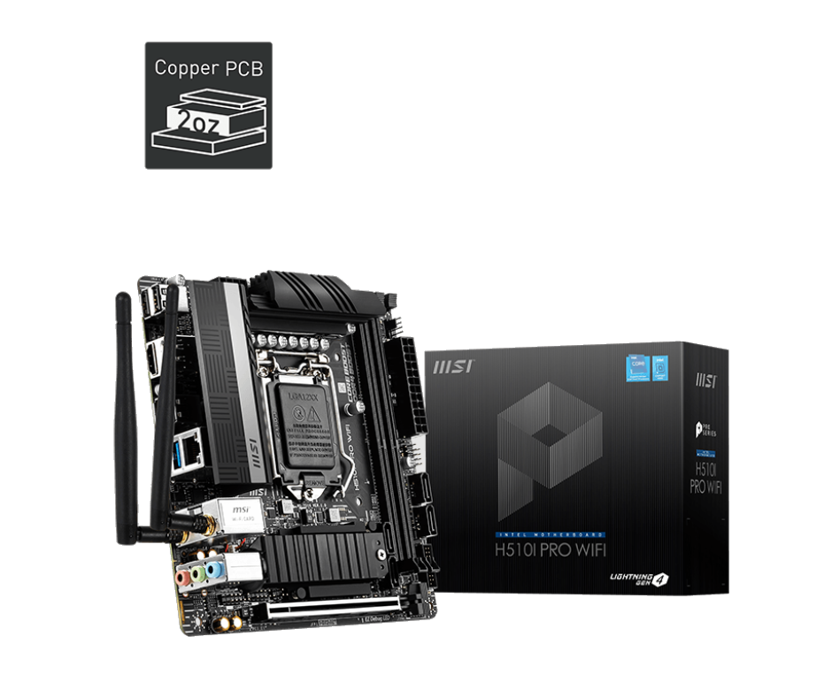 Milwaukee PC - MSI H510I PRO WiFi - Mini-ITX, s1200, 2xDDR4, 1xM.2, 1xDP, 1xHDMI, BT 5.1