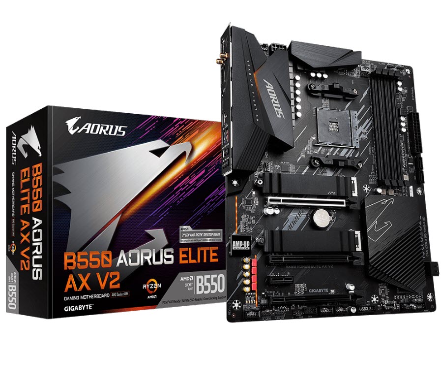 Milwaukee PC - Gigabyte B550 AORUS ELITE AX V2 -  ATX, AM4, 4xDDR4, 2xM.2, 1xDP, 1xHDMI, WiFi 6