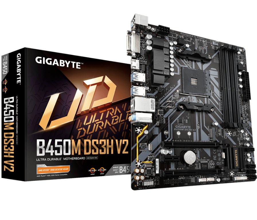 Milwaukee PC - Gigabyte B450M DS3H V2, AM4, mATX, 4xDDR4, 1xM.2,  1xDVI, 1x HDMI, AMD Quad-GPU CrossFire, 2-Way AMD CrossFire 