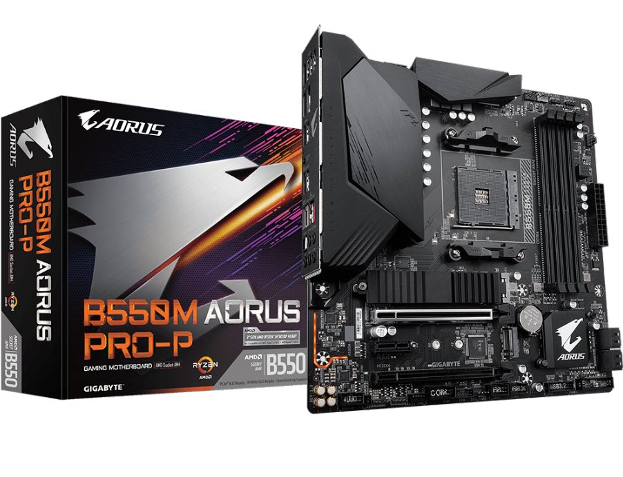 Milwaukee PC - Gigabyte B550M AORUS PRO P - mATX, AM4, 4x DDR4, 2xM.2,  1xHDMI, 1xDP