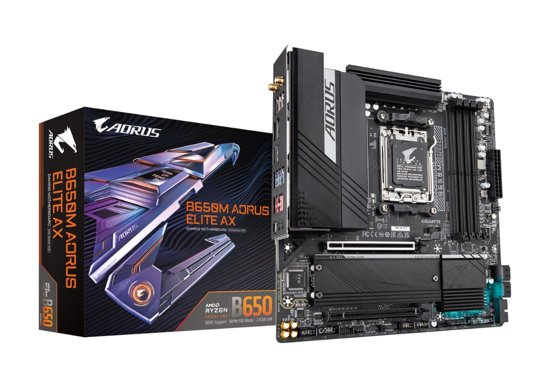 Milwaukee PC - Gigabyte B650M AORUS ELITE AX, mATX, AM5, Wi-Fi, 4xDDR5, 2xM.2,  1xDP, 1xHDMI