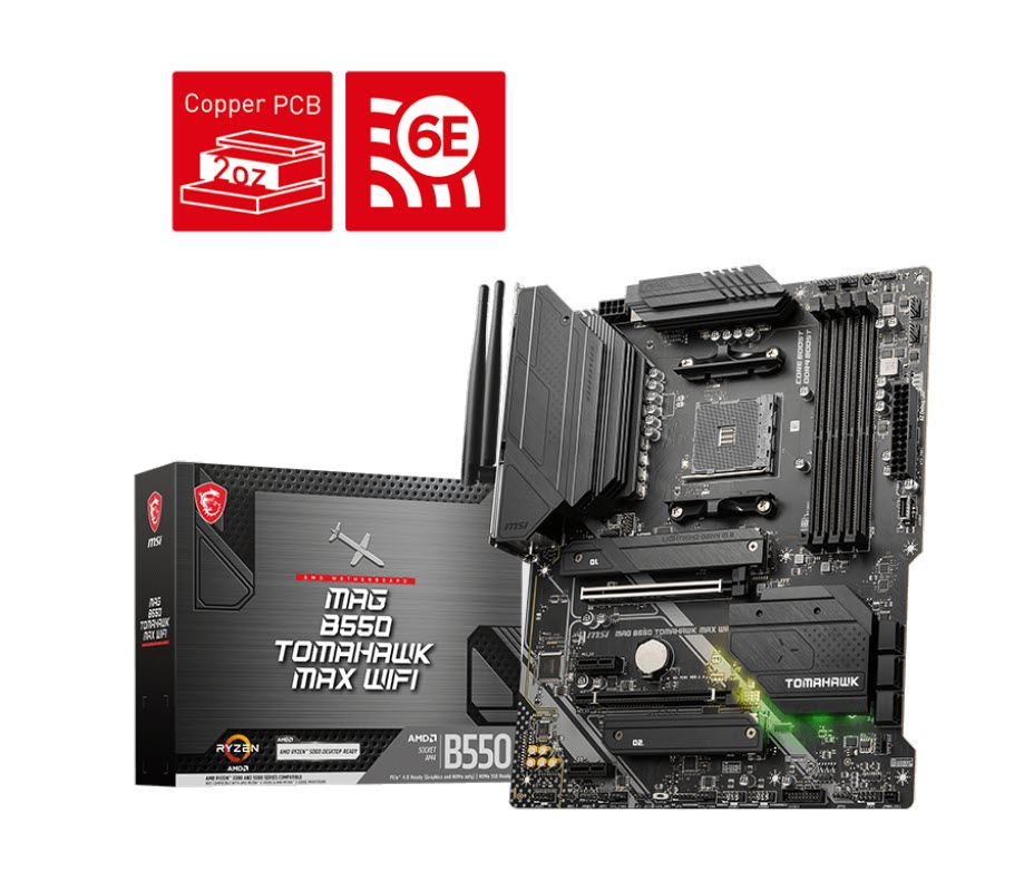 Milwaukee PC - MSI MAG B550 TOMAHAWK MAX WIFI - ATX, AM4, 4xDDR4, 2xM.2, 1xDP,  1xHDMI, AMD CrossFire  