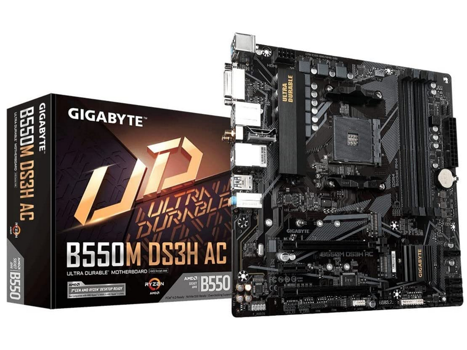 Milwaukee PC - Gigabyte B550M DS3H AC - mATX, AM4, 4xDDR4, 2xM.2, 1xDVI-D, 1xHDMI, Wi-Fi AC