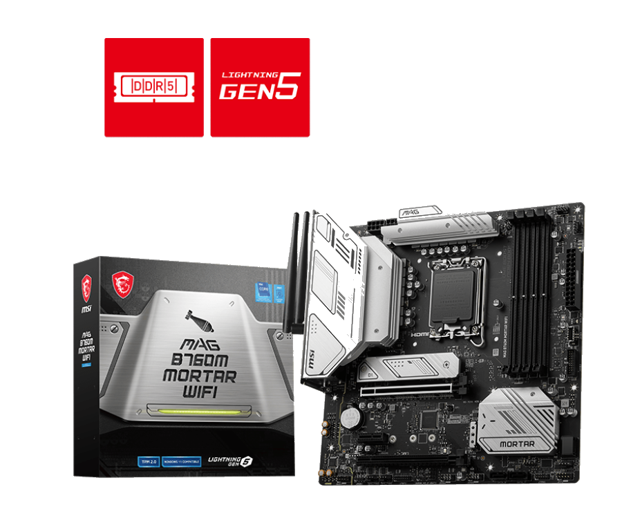 Milwaukee PC - MSI MAG B760M Mortar WIFI - mATX, s1700, 4xDDR5, 2xM.2, 1xDP, 1xHDMI