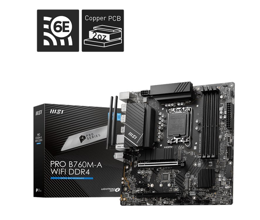Milwaukee PC - MSI PRO B760M-A WIFI DDR4 - mATX, s1700, 4xDDR4, 2xM.2, 2xHDMI, 2xDP