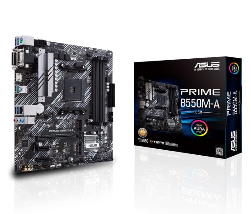 Milwaukee PC - Asus PRIME B550MA CSM - mATX, AMD R5, AM4, DDR4, 2xM.2, 1xVGA, 1xDVI-D, 1xHDMI