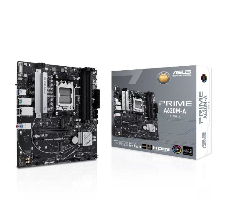 Milwaukee PC - Asus PRIME A620M-A-CSM- mATX, AMD R7, AM5, DDR5, EXPO, 2xM.2, 1xDP, 1xVGA, 1xHDMI