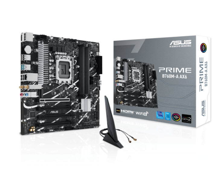 Milwaukee PC - Asus PRIME B760M A AX6(GSI) - MATX, B760,s1700, 4xDDR5, 3xM.2, 4xSATA,  GbLAN, Wi-Fi 6, BT5.3, HDMI, DP, Aura Sync