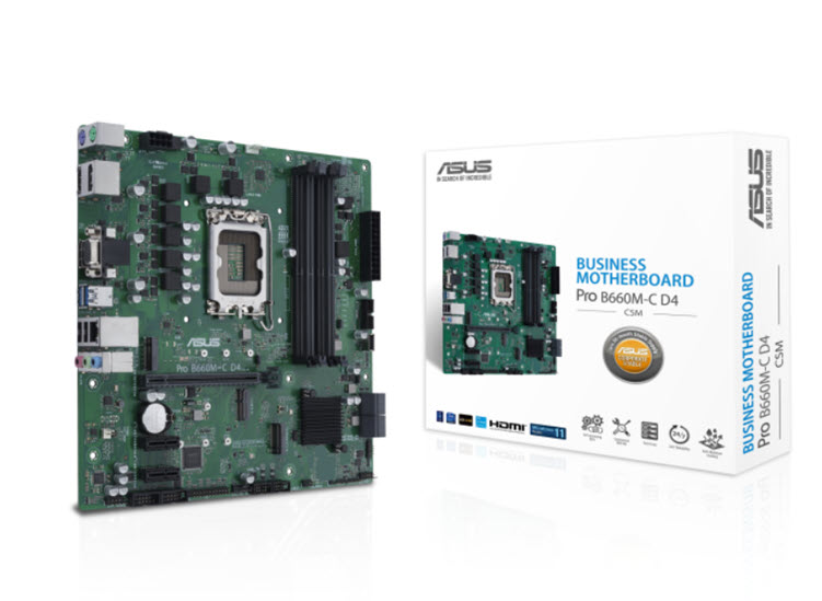 Milwaukee PC - Asus Pro B660M-C D4-CSM (Bulk/OEM)- microATX, B660, s1700, PCIe4.0, 4xDDR4, 2xM.2, 4xSATA, 1Gb, 2xDP, 1xHDMI, 1xVGA    