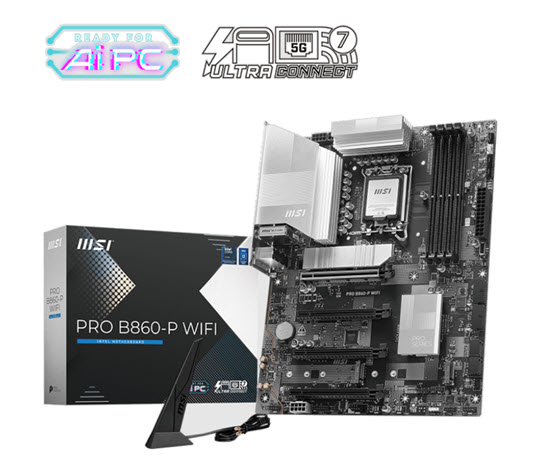 Milwaukee PC - MSI PRO B860 P WIFI(Silver) - ATX, B860, s1851, 4xDDR5, 3xM.2, 4xSATA, 5G, Wi-Fi 7, BT5.4, TB4, HDMI