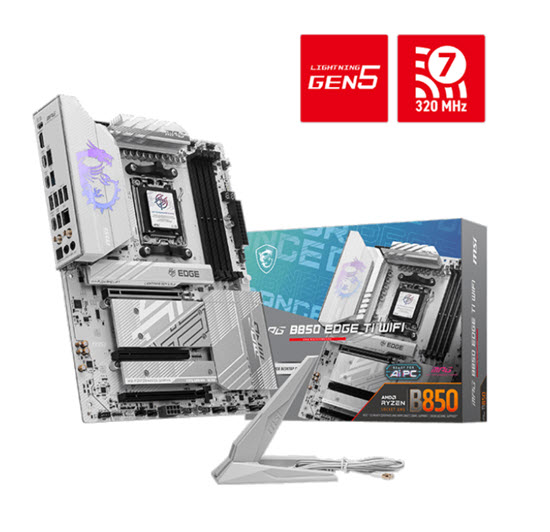 Milwaukee PC - MSI MPG B850 EDGE TI WIFI  (White) - ATX, B850, AM5, PCIe5.0, 4xDDR5, 4xM.2, 4xSATA, 5G, Wi-Fi 7, BT5.4, HDMI,