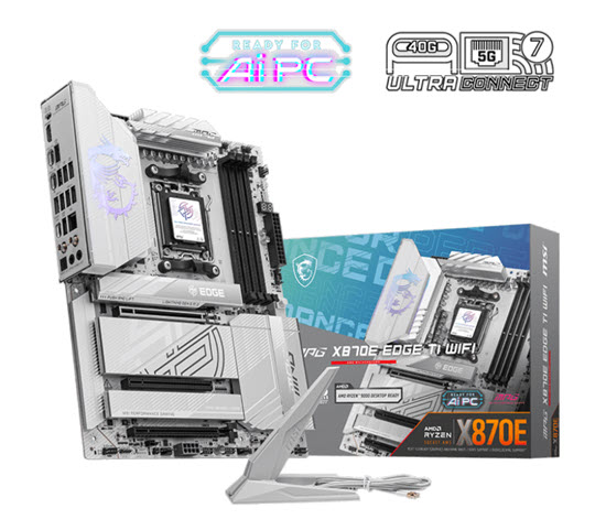 Milwaukee PC - MSI MPG X870E EDGE TI WIFI (White) - ATX,  X870E, AM5, AI, PCIe5.0, 4xDDR5, 4xM.2, 4xSATA, 5G, Wi-Fi 7, BT5.4,  USB4, HDMI